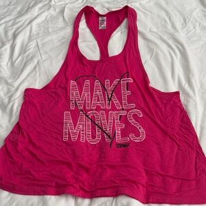 Zumba Fitness Hot Pink Racerback Tank with 'MAKE MOVES' Graphic
